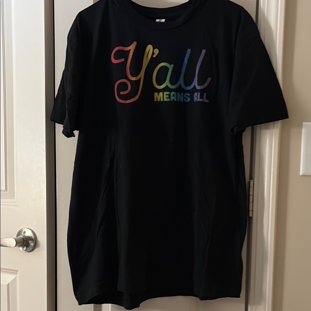 Next Level Apparel Black Tee with Multicolor Text